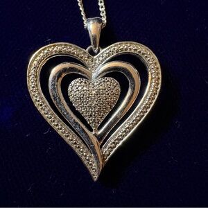 Sterling Silver Heart Pendant with Single Diamond